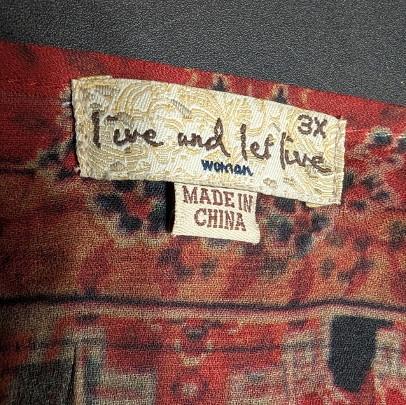 Live & Let Live Rustic Red and Orange Velvet Kimono Boho Whimsical Cardigan 3X - Picture 4 of 9